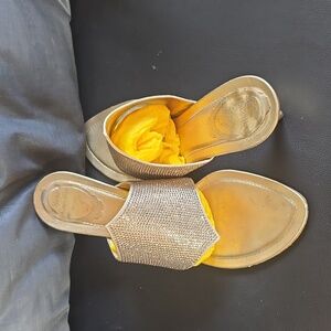 Rene Caoville Gold Evening Sandals, Size 9